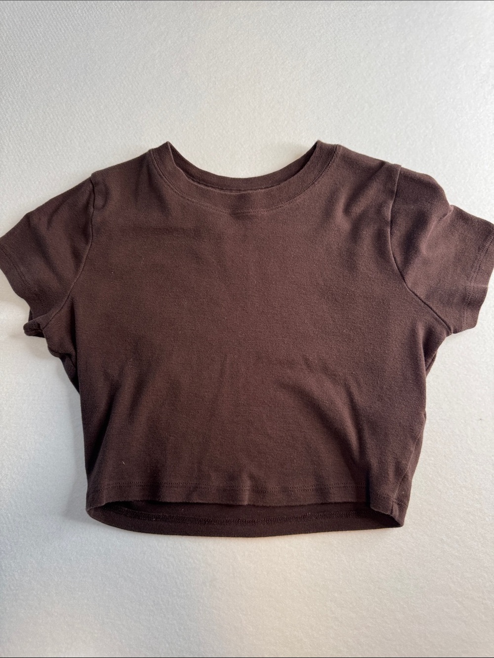Hollister Short Sleeve Crop Tee - Chocolate Brown